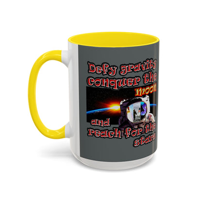defy conquer reach - Accent Mug (dark grey)