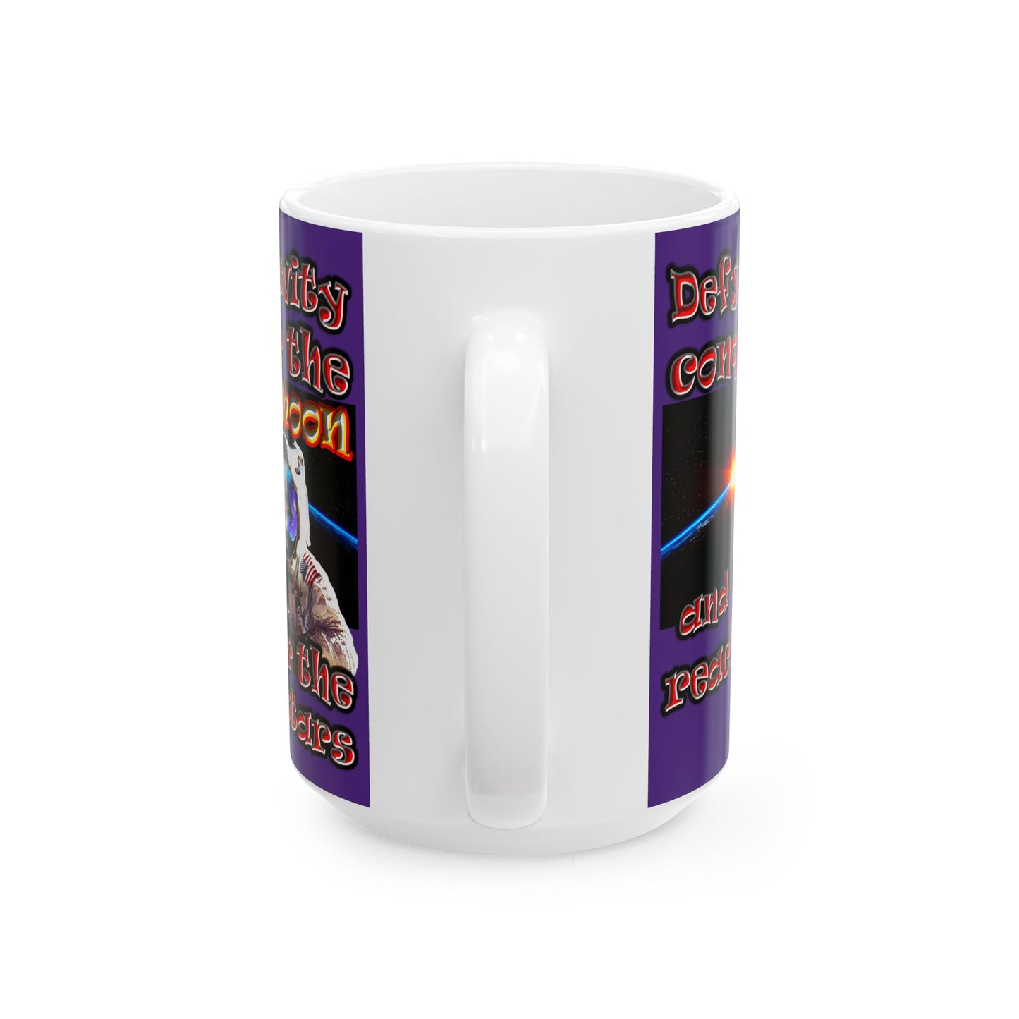 defy conquer reach - White Mug (purple)