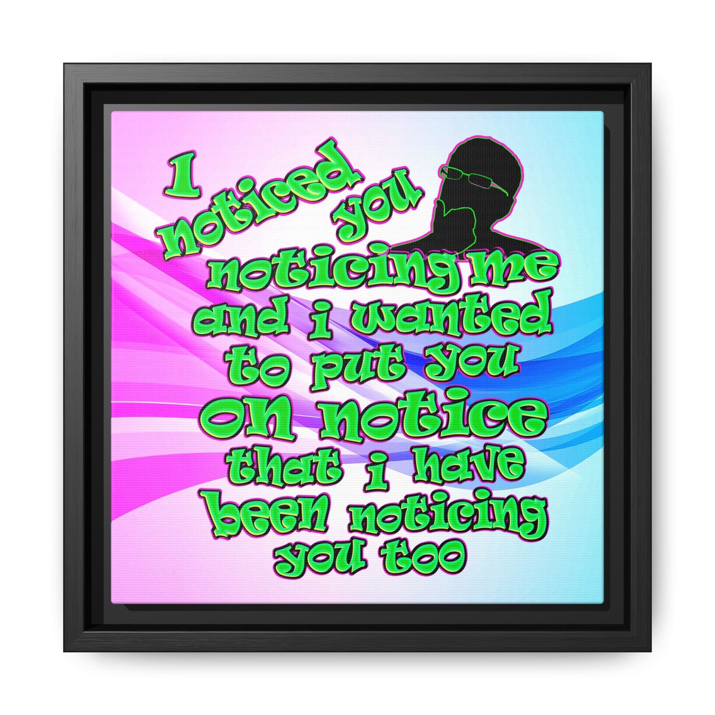 noticed you noticing - framed canvas art (light blue-pink wave)