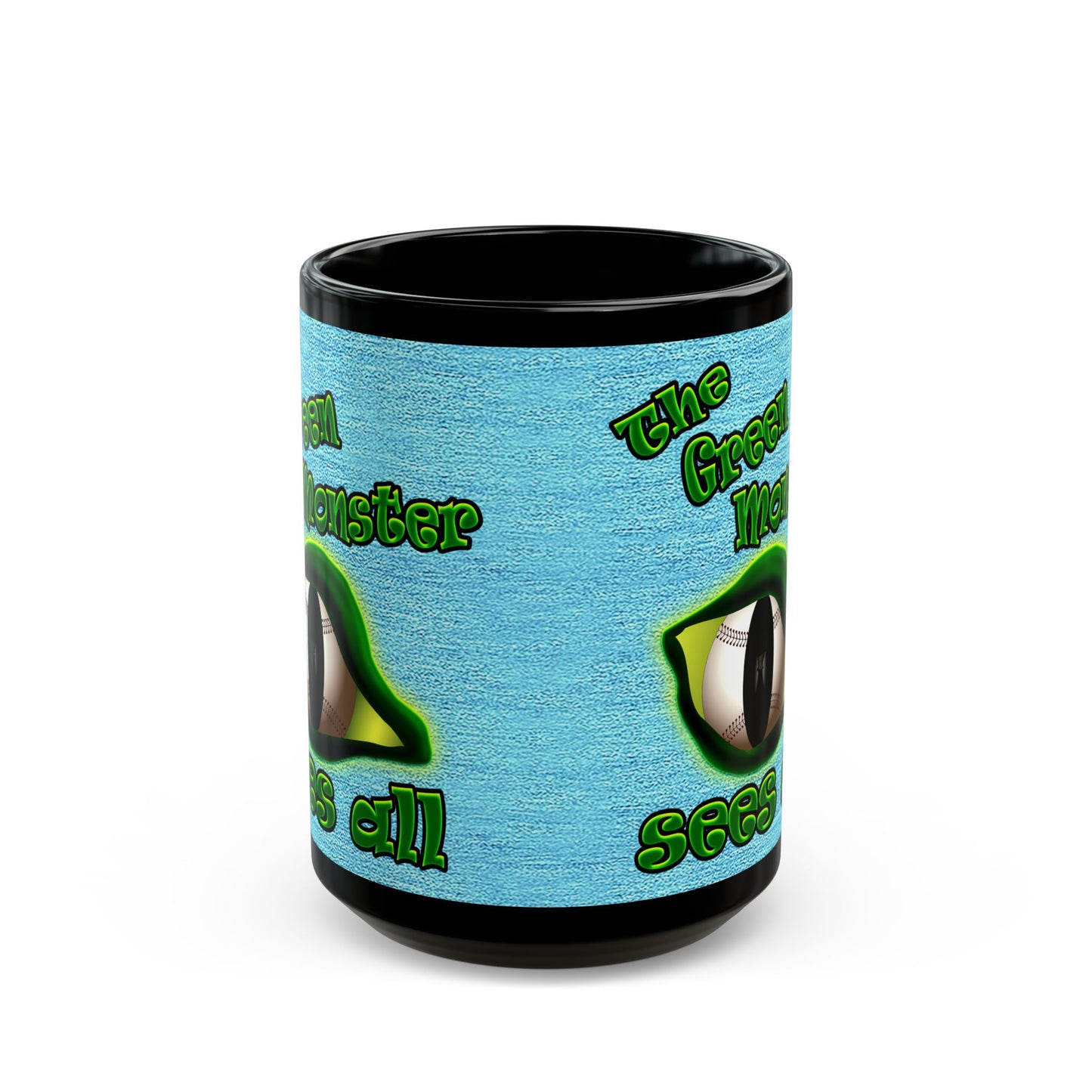 green monster - Black Mug (faded blue)