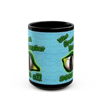 green monster - Black Mug (faded blue)