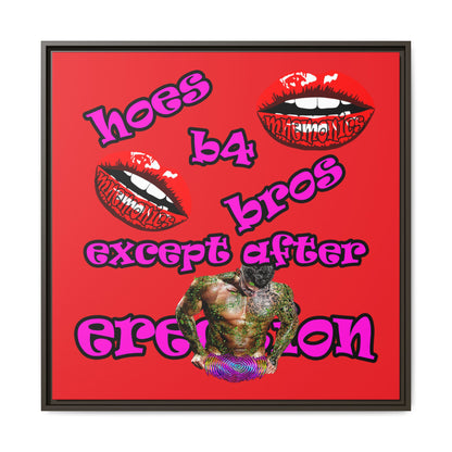 hoes b4 bros - framed canvas art (red)