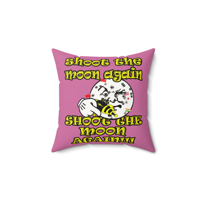 shoot the moon again - Faux Suede Square Pillow - (light pink)