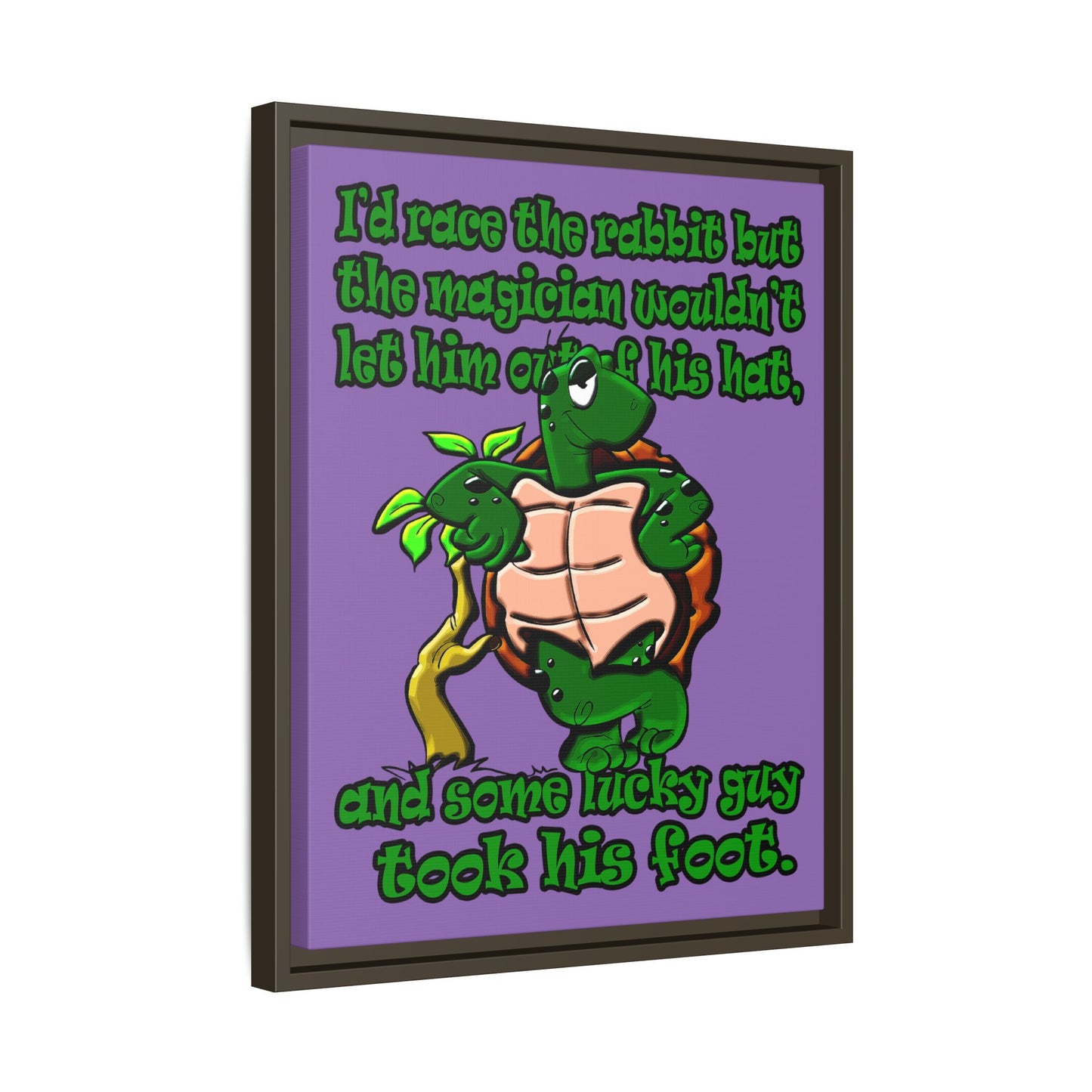 turtle race - framed canvas art (light purple)