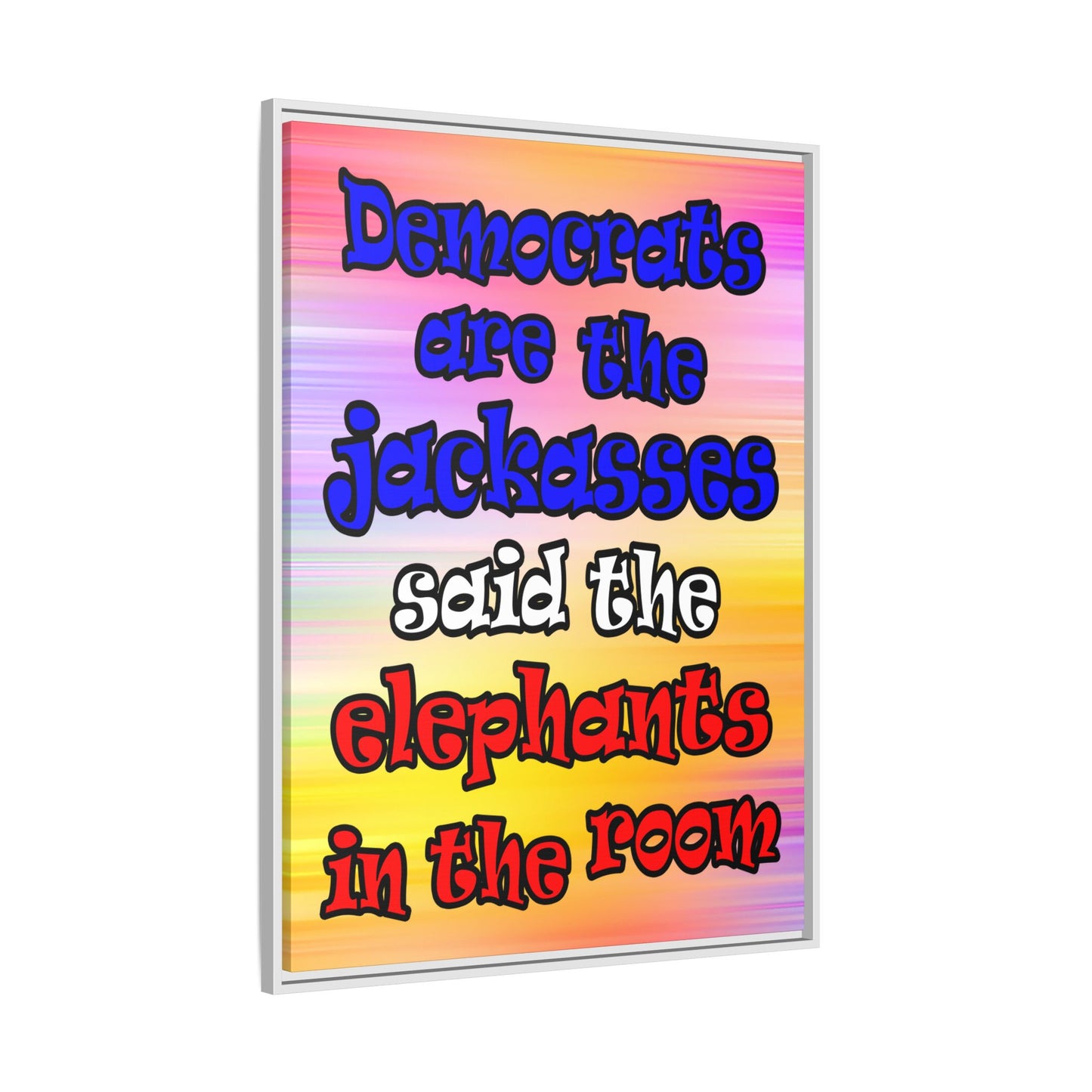 donkeys and elephants - framed canvas art (color blur)