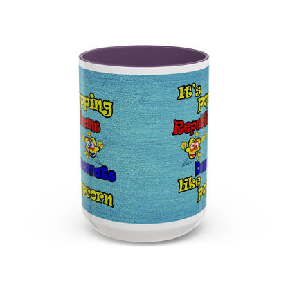 popping like popcorn - Accent Mug (faded dark blue)