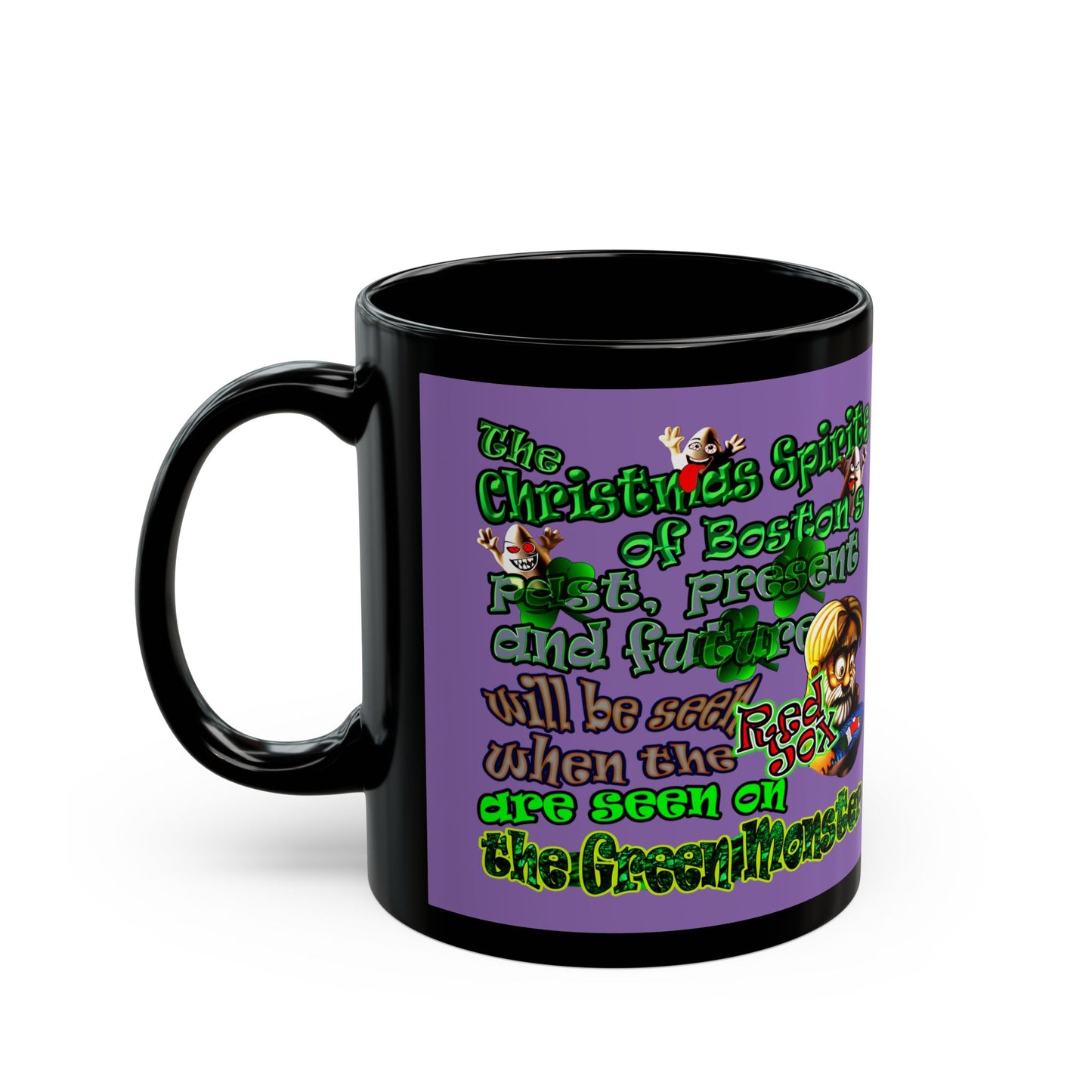 christmas spirits of boston - Black Mug (light purple)