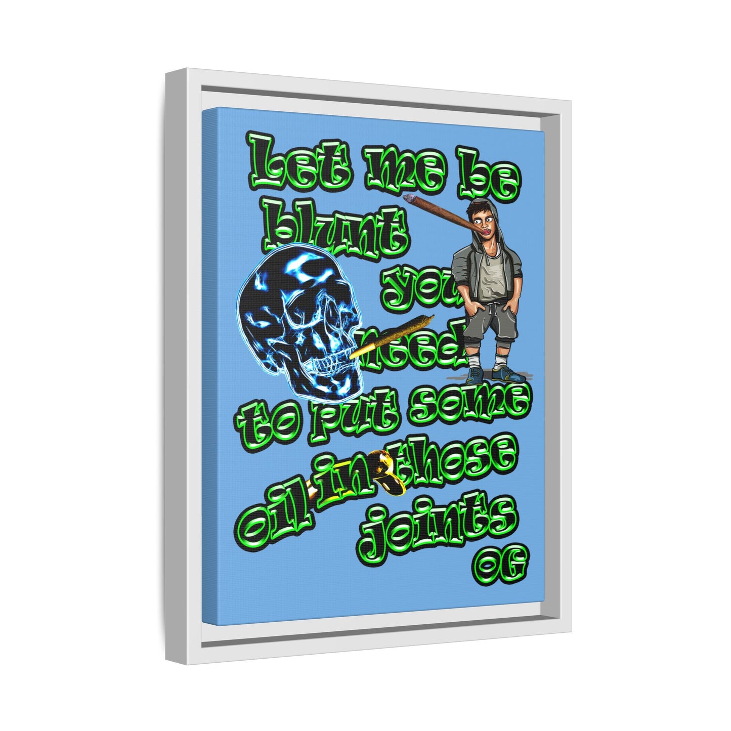 og - framed canvas art (light blue)