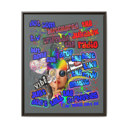 drop the beat - framed canvas art (dark grey)