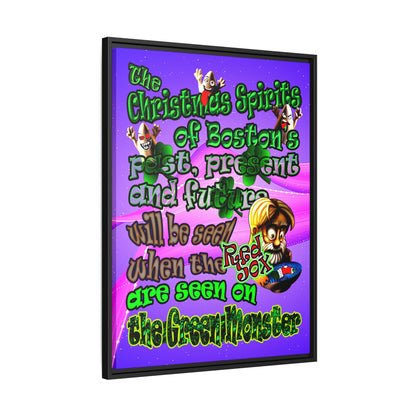 christmas spirits of boston - framed canvas art (purple-pink wave)