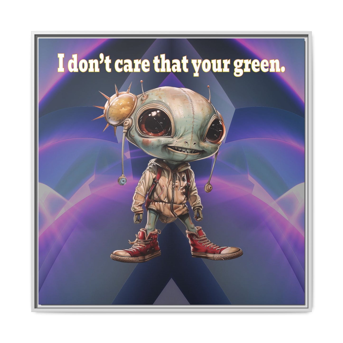 I don't care that your green - framed canvas art (grey-pink wave)