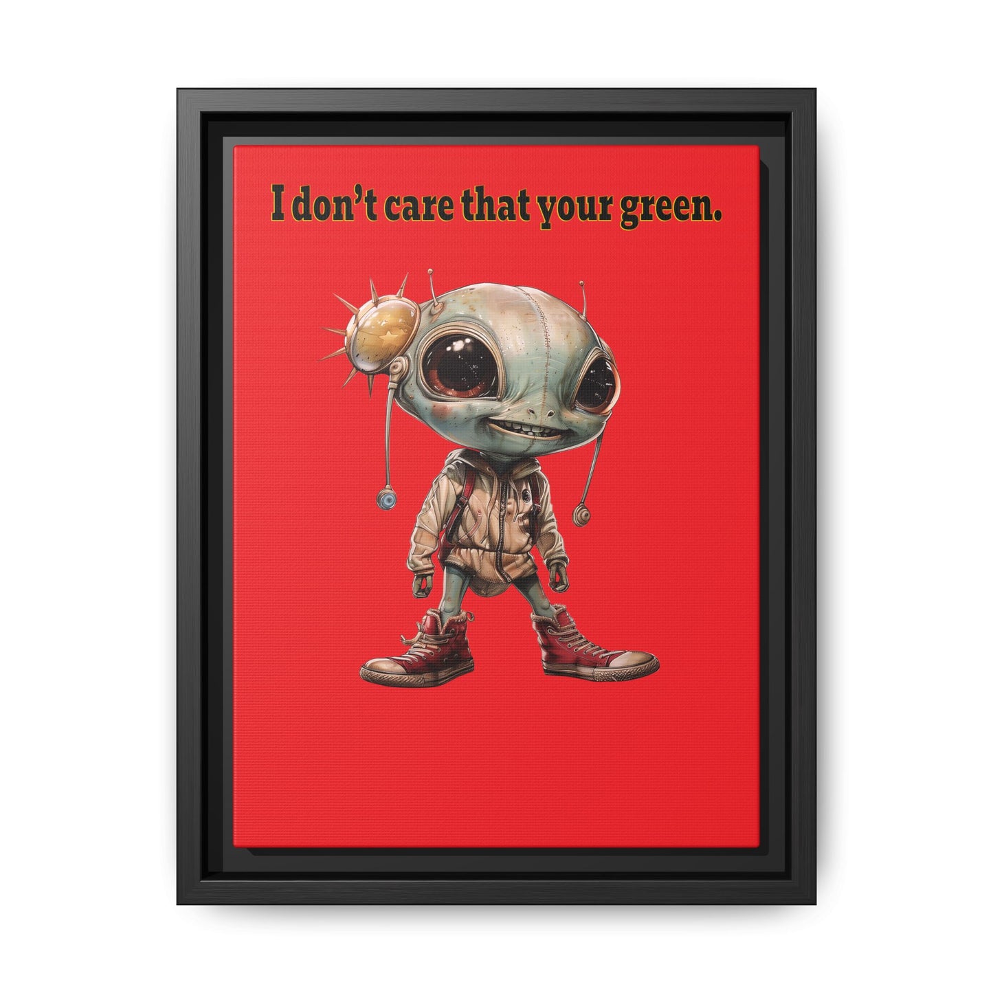 I don't care that your green - framed canvas art (red)