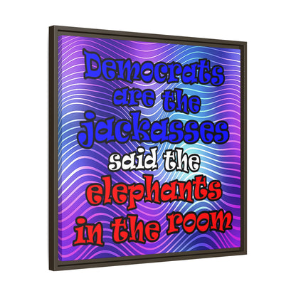 donkeys and elephants - framed canvas art (purple wave)