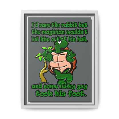 turtle race - framed canvas art (dark grey)