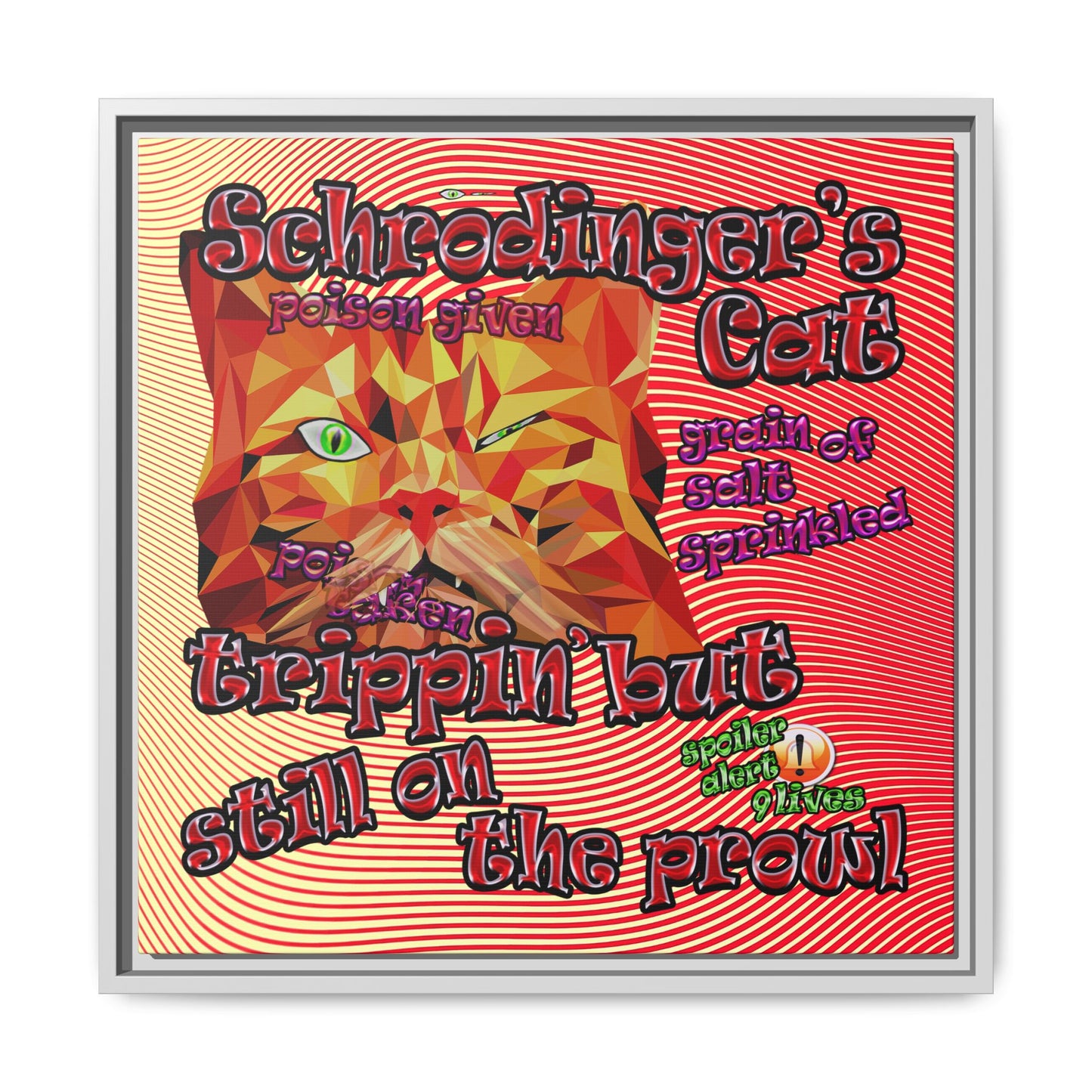 schrodinger's cat - framed canvas art (yellow-orange wave)