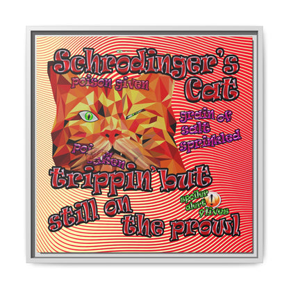 schrodinger's cat - framed canvas art (yellow-orange wave)