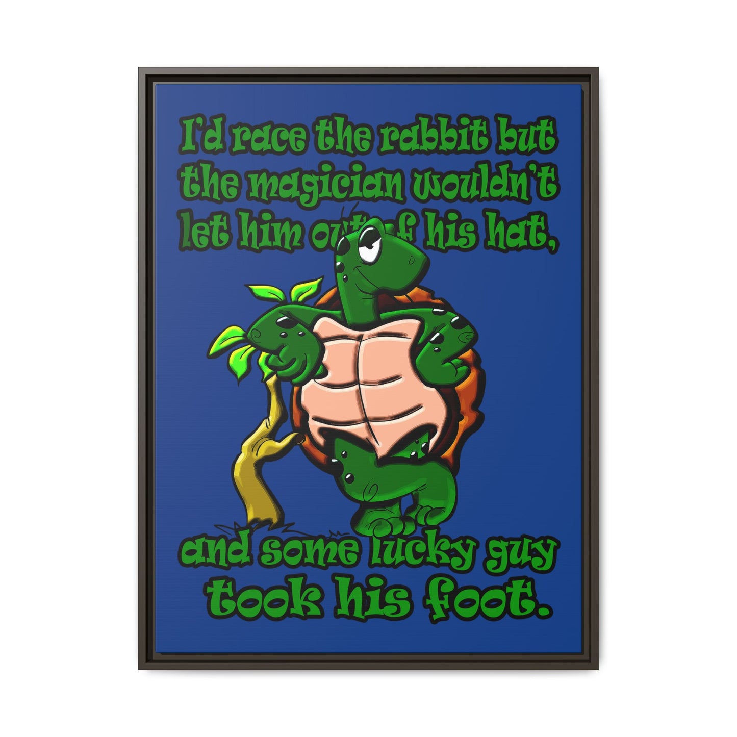 turtle race - framed canvas art (dark blue)
