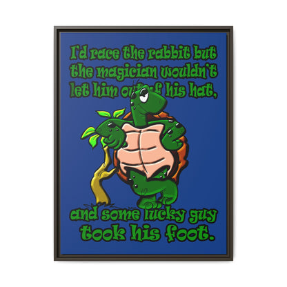 turtle race - framed canvas art (dark blue)
