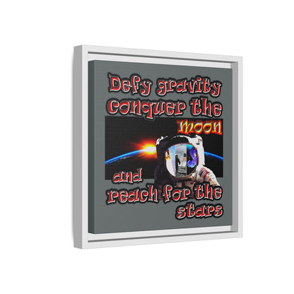 defy conquer reach - framed canvas art (dark grey)