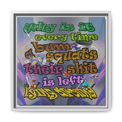 the bum's shit - framed canvas art (grey-pink wave)