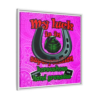 my luck - framed canvas art (pink swirl)