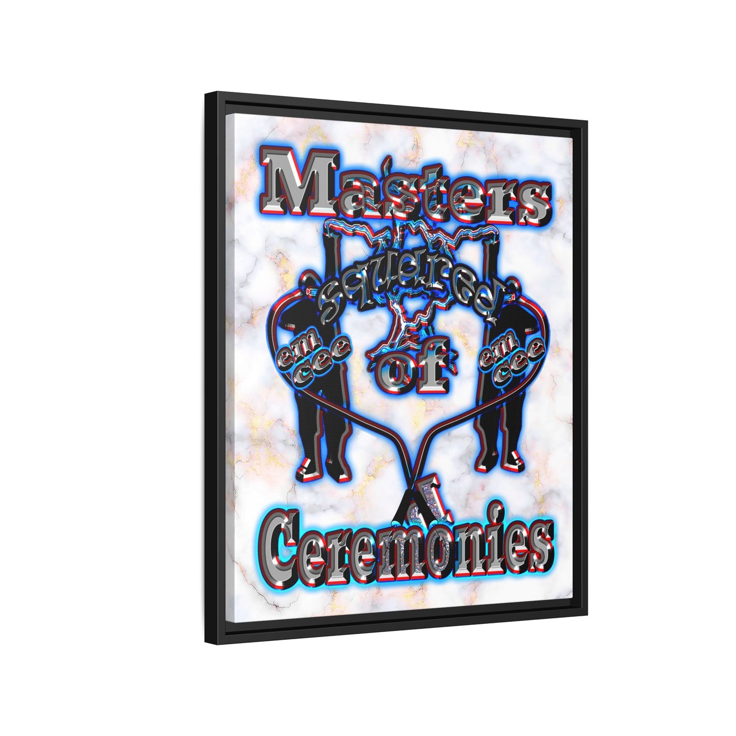 em cee squared - framed canvas art (white marble)