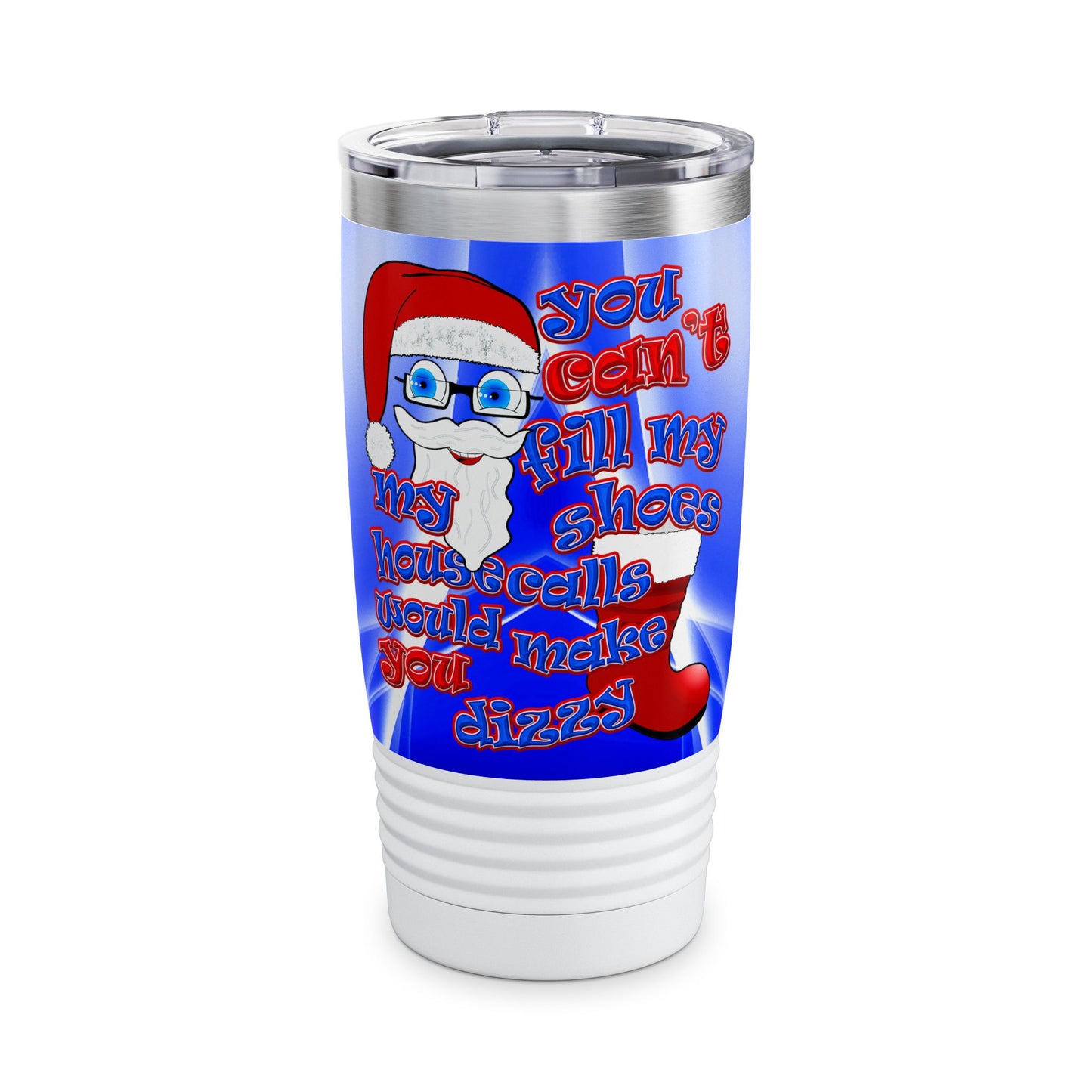 santa's shoes - Ringneck Tumbler, 20oz (blue-white wave)