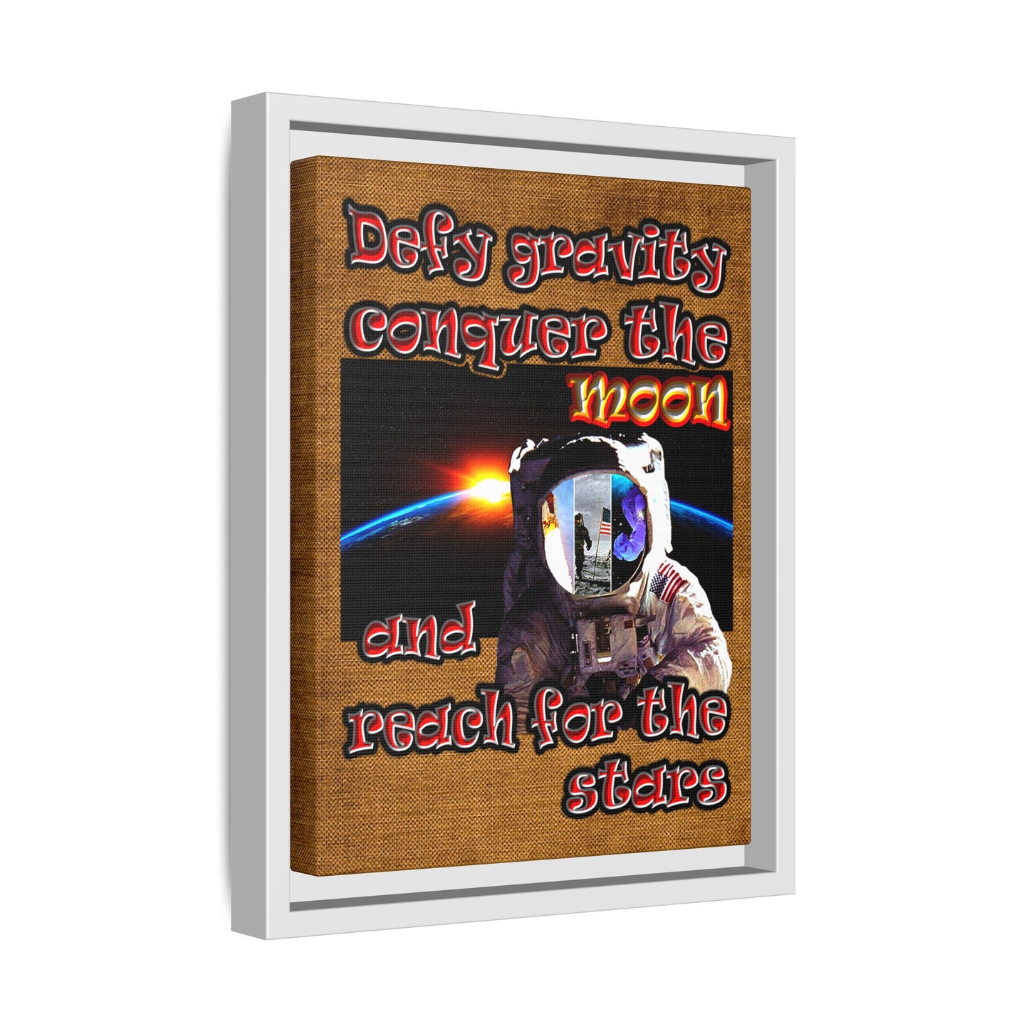defy conquer reach - framed canvas art (brown papyrus)