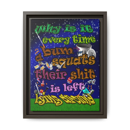 the bum's shit - framed canvas art ('snoops' background)