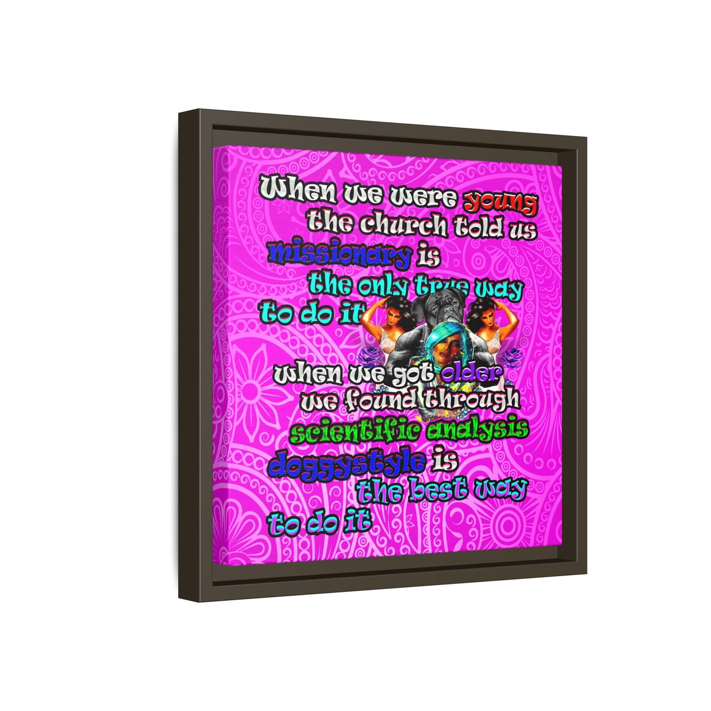 doggystyle - framed canvas art (pink swirl)