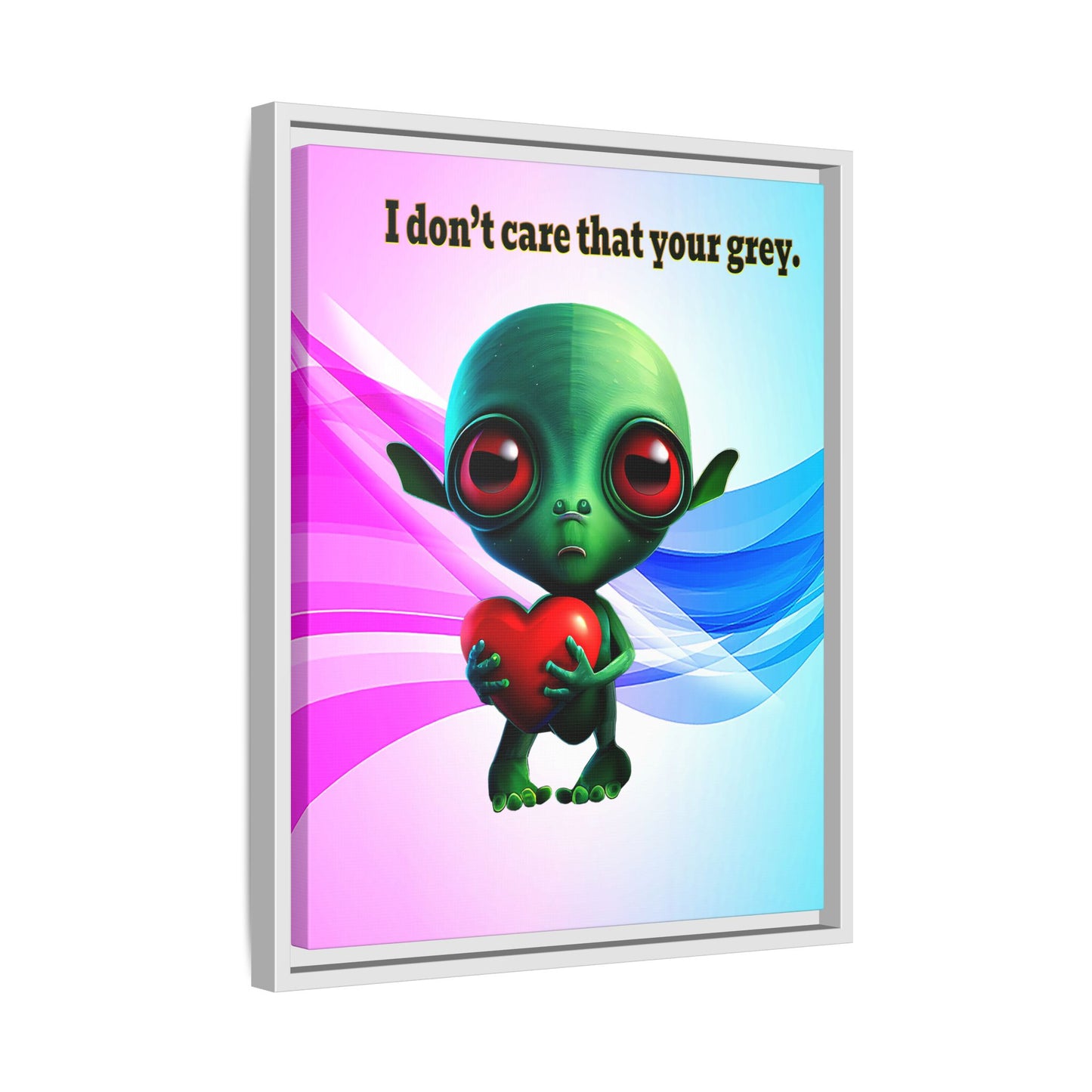 I don't care that your grey - framed canvas art (light blue-pink wave)