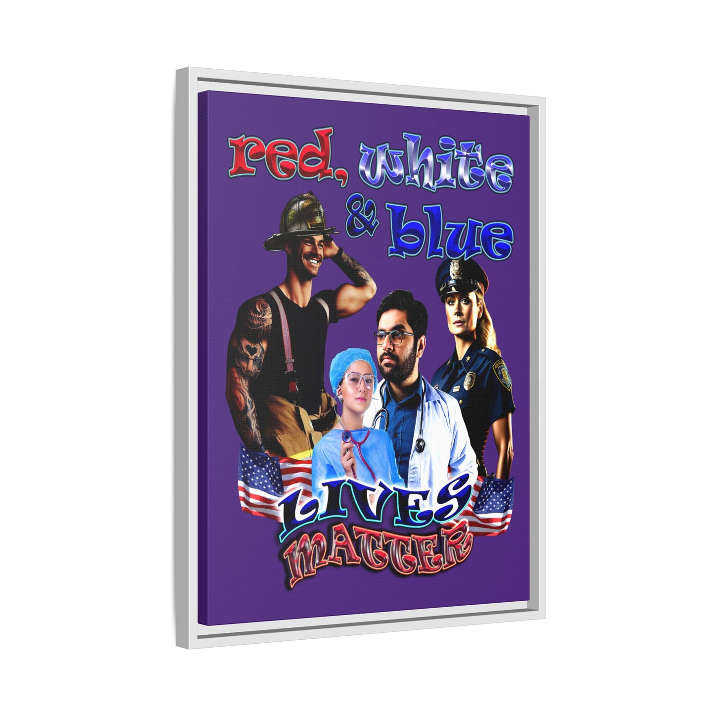 rw&b lives matter - framed canvas art (purple)