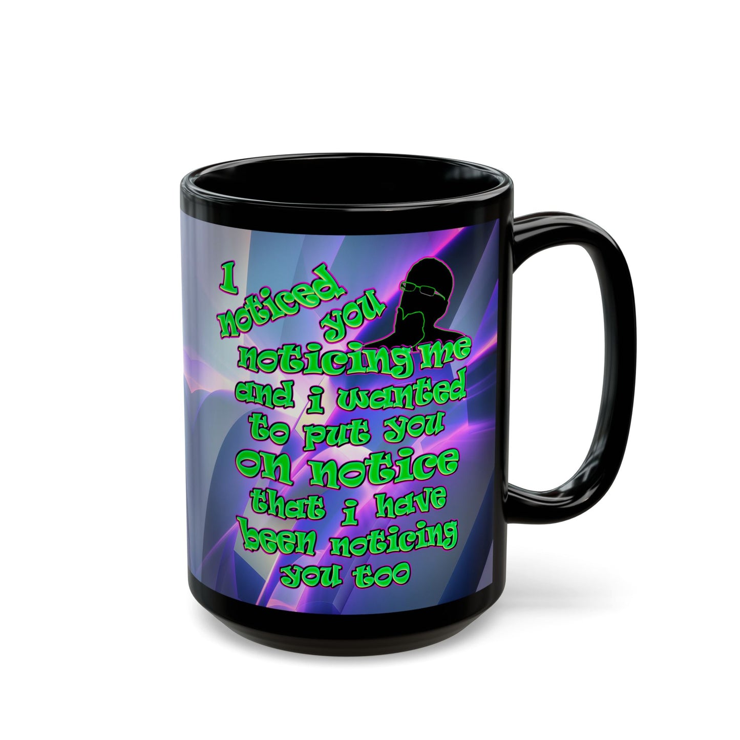 noticed you noticing - Black Mug (grey-pink wave)