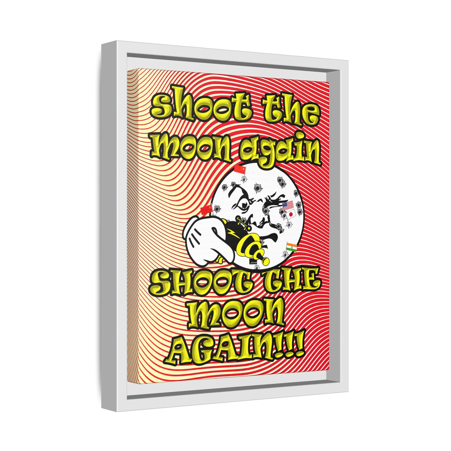 shoot the moon again - framed canvas art (yellow-orange wave)