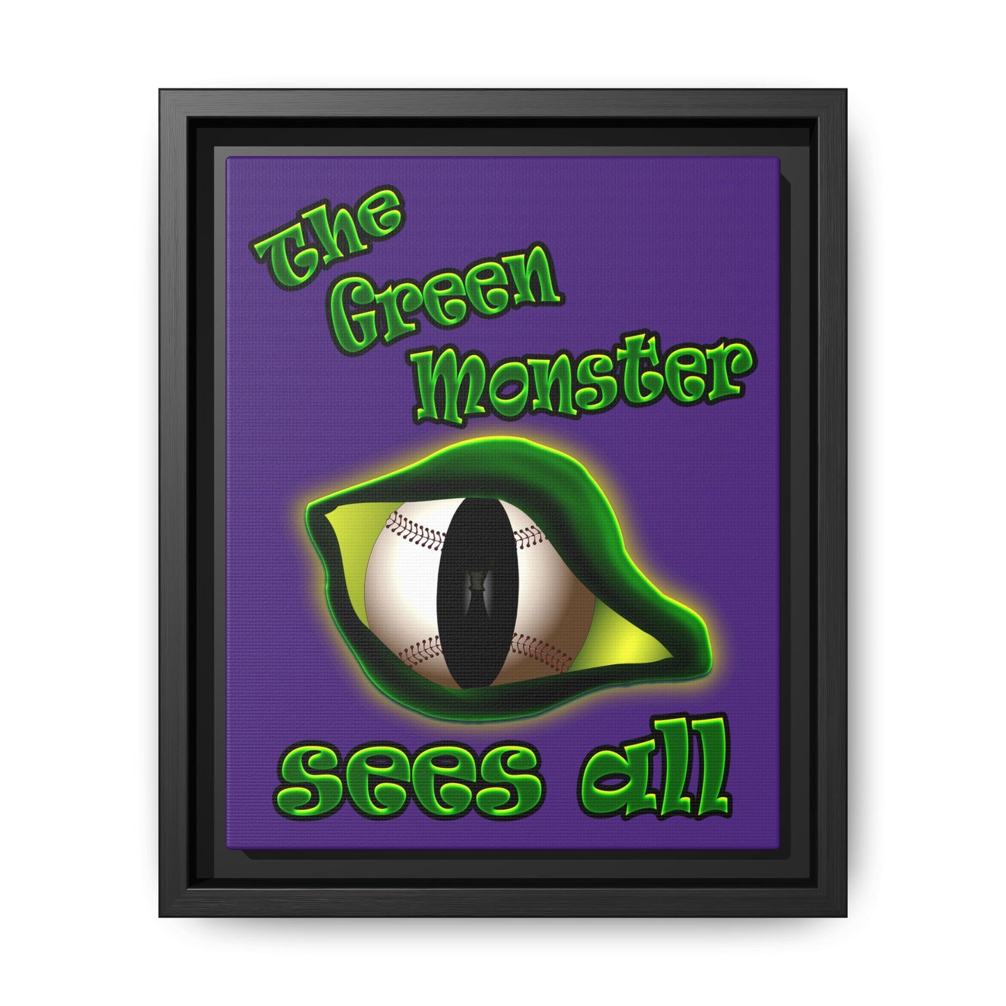 green monster - framed canvas art (purple)