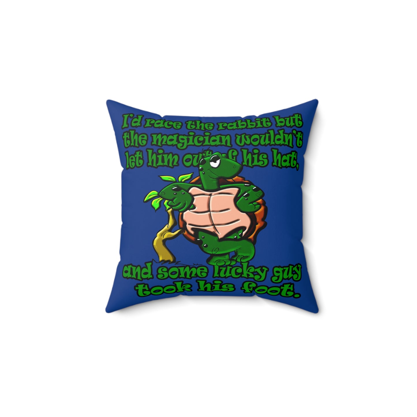 turtle race - Spun Polyester Square Pillow - (dark blue)