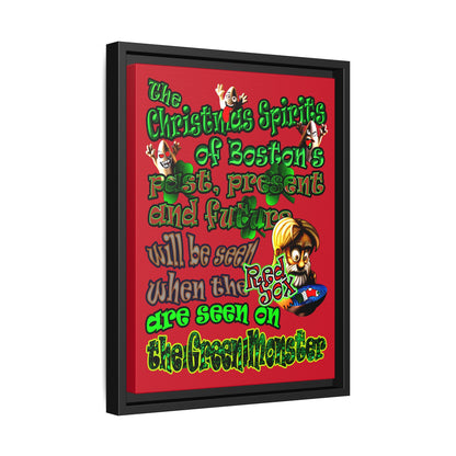christmas spirits of boston - framed canvas art (dark red)