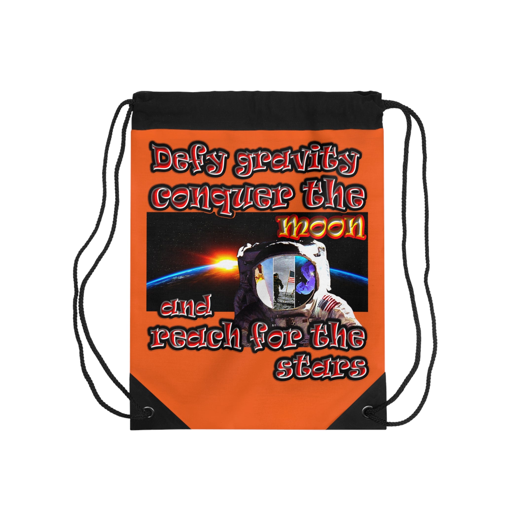 defy conquer reach - Drawstring Bag (orange)