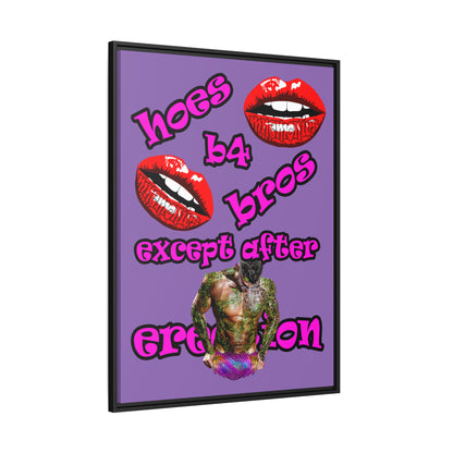 hoes b4 bros - framed canvas art (light purple)