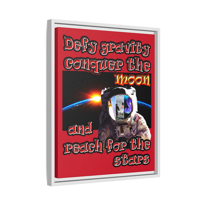 defy conquer reach - framed canvas art (dark red)