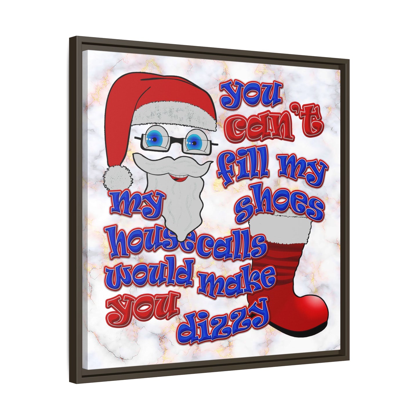 santa's shoes - framed canvas art (white marble)