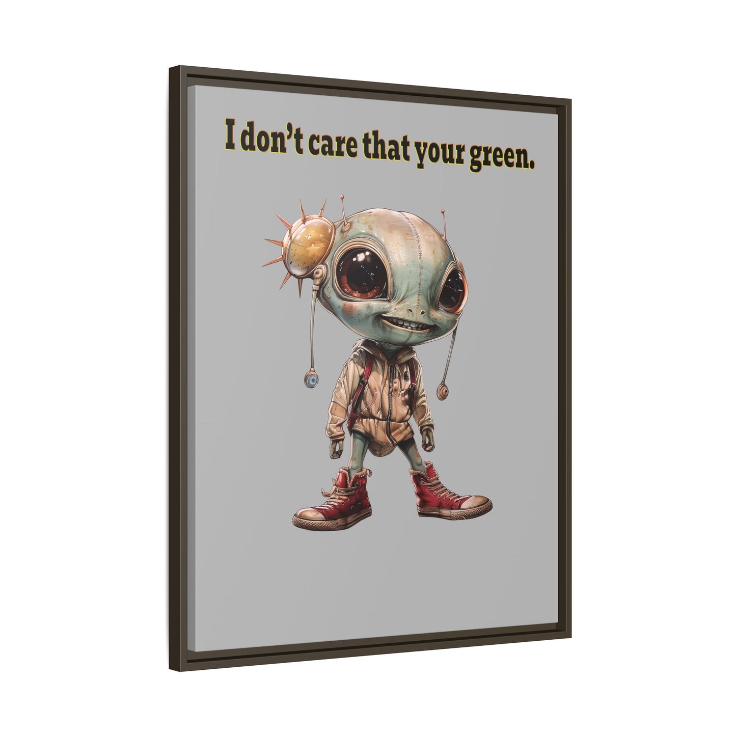 I don't care that your green - framed canvas art (light grey)