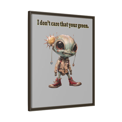 I don't care that your green - framed canvas art (light grey)