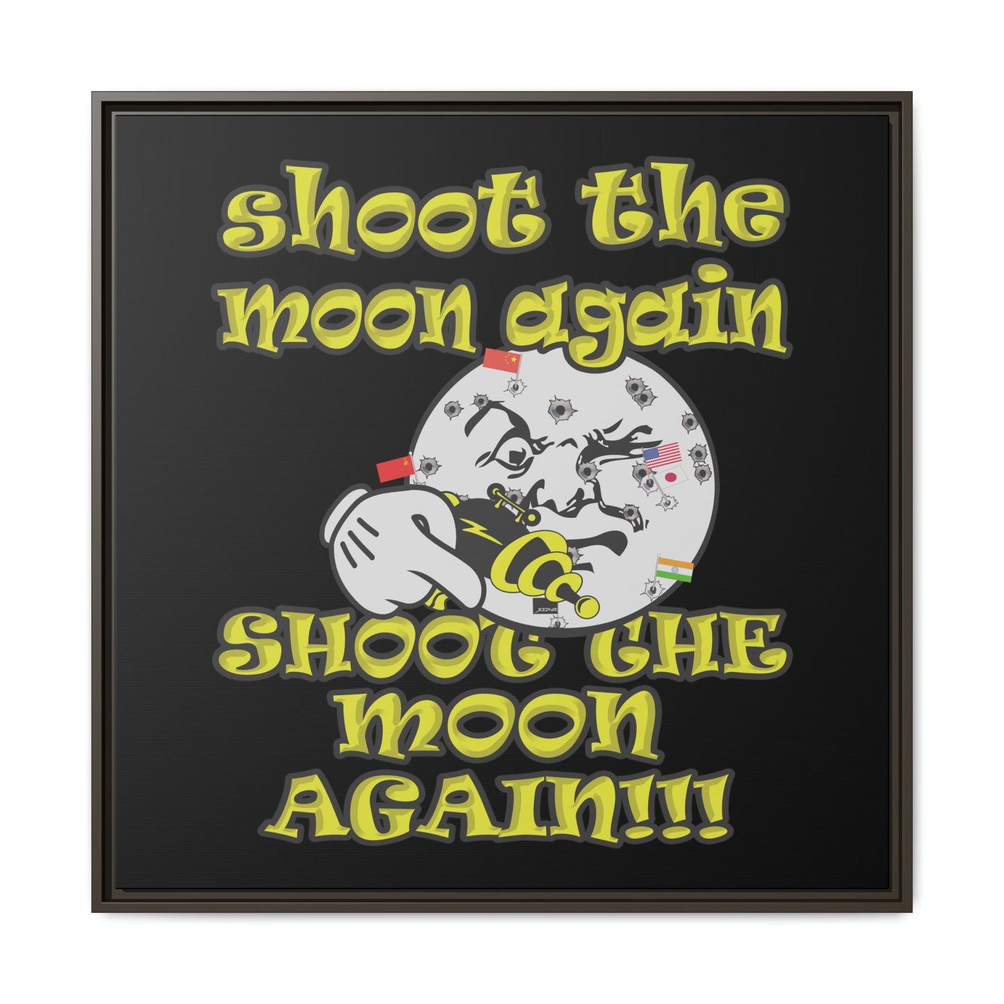 shoot the moon again - framed canvas art (black)