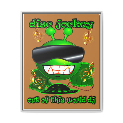 disc jockey - framed canvas art (light brown)