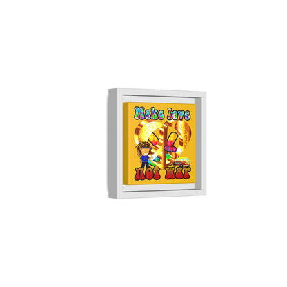 love peace - framed canvas art (yellow)