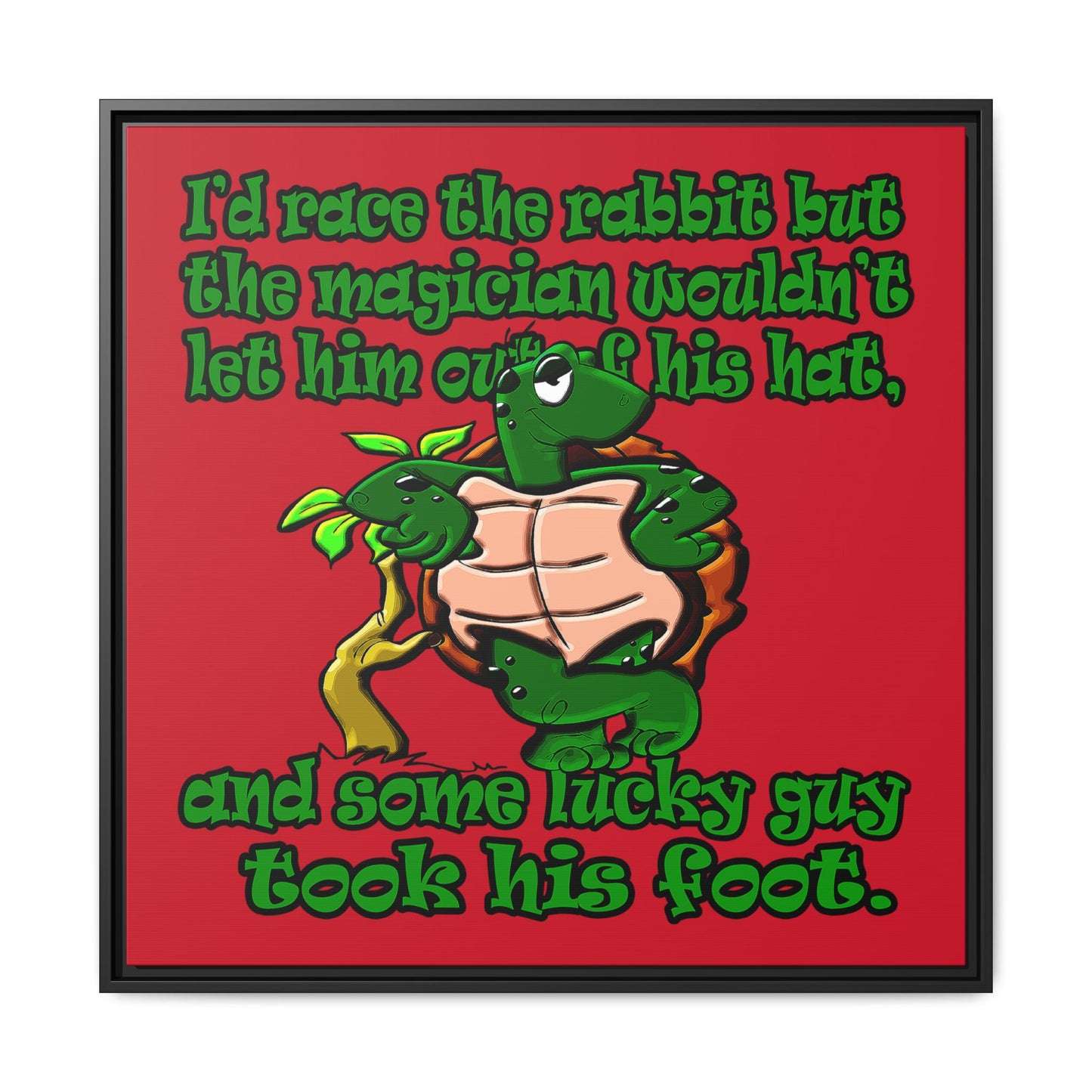 turtle race - framed canvas art (dark red)