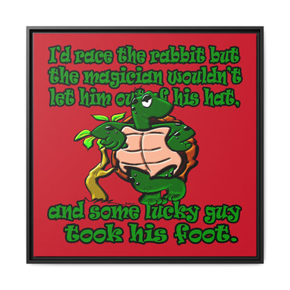 turtle race - framed canvas art (dark red)