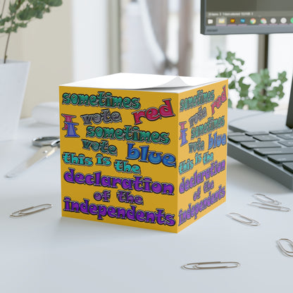 declaration of the independents - note cube (yellow)