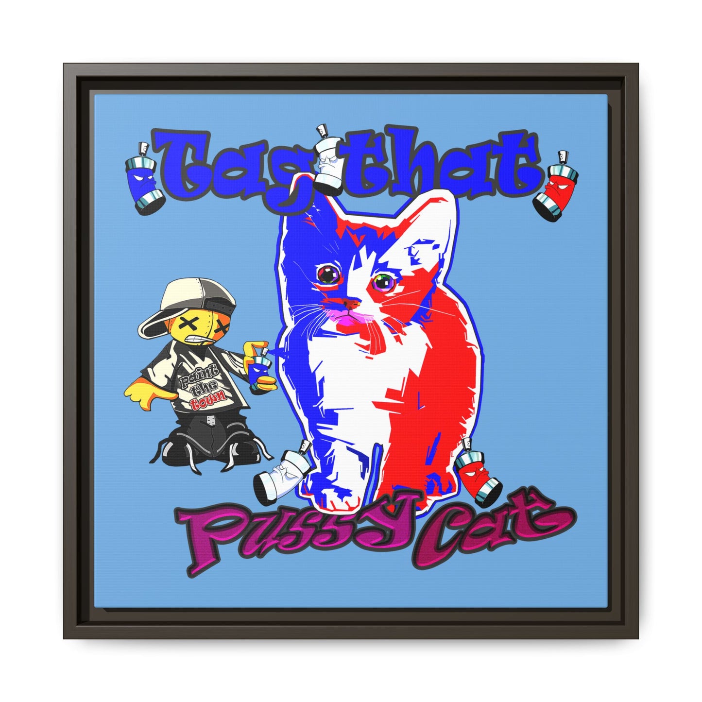 tag that - framed canvas art (light blue)